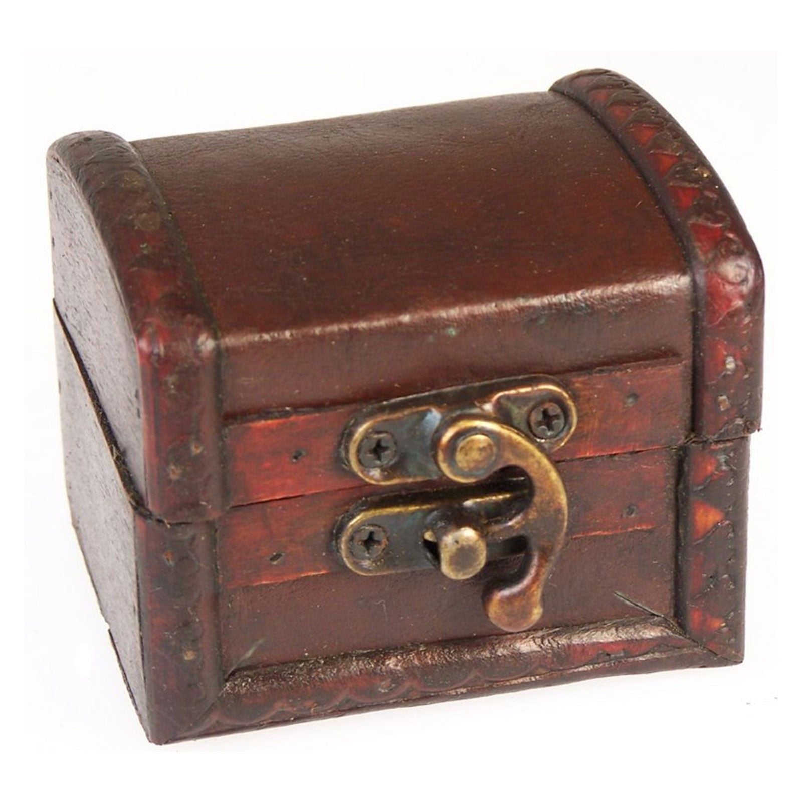 Handcrafted Colonial Style Trinklet Box - Leather Effect 5x6x6cm