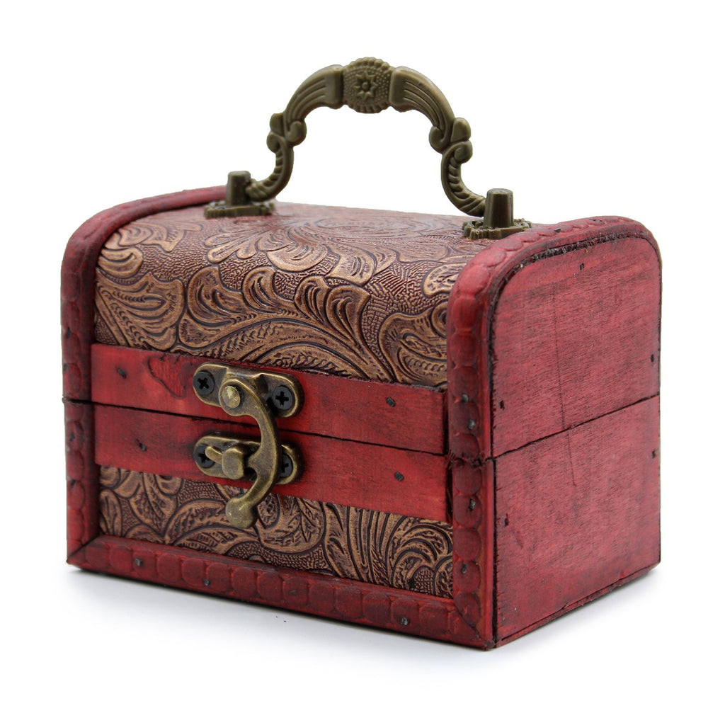 Handcrafted Colonial Style Trinklet Box - Floral Embossed 8x11x8cm
