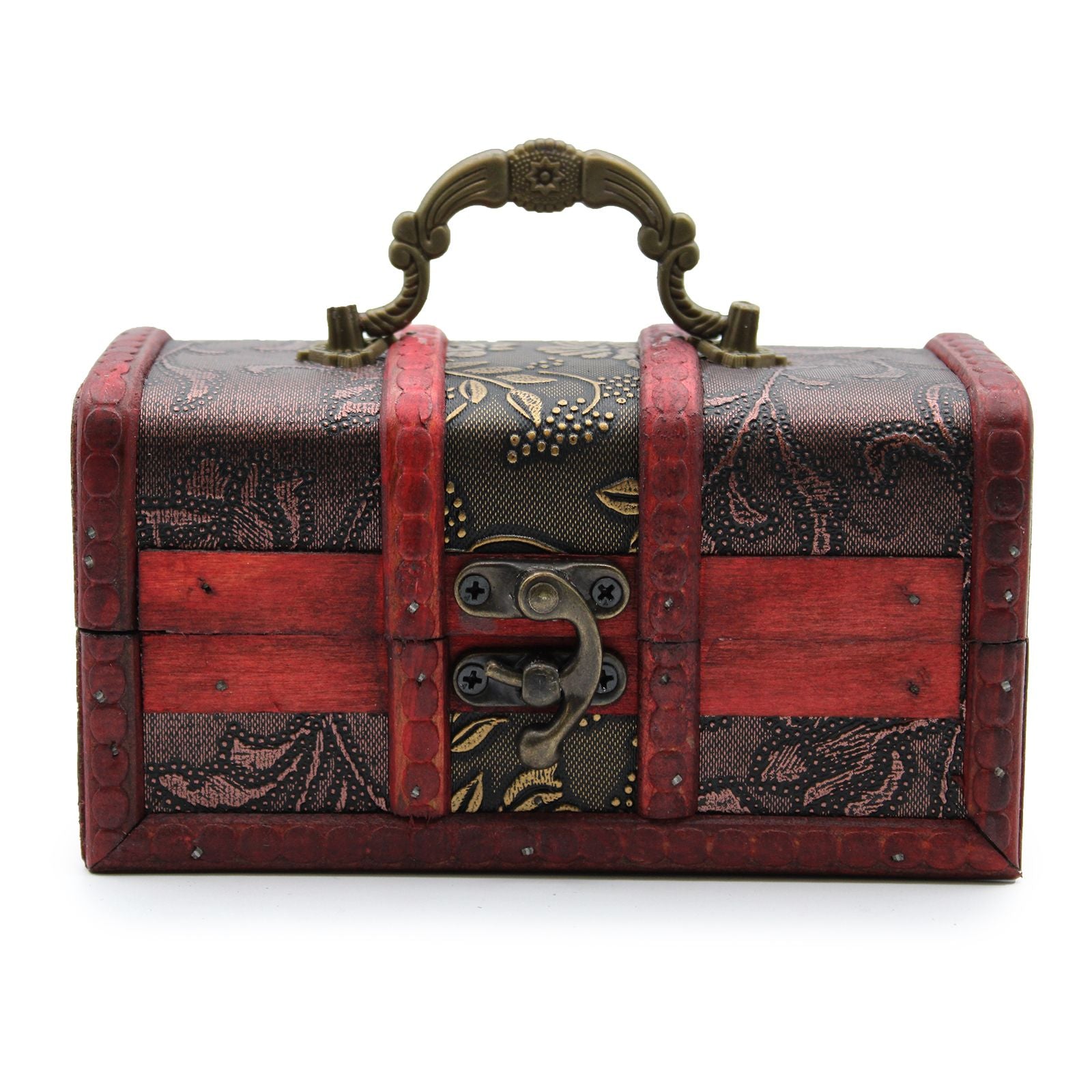 Handcrafted Colonial Style Trinklet Box - Gold Panel 8x15x8cm