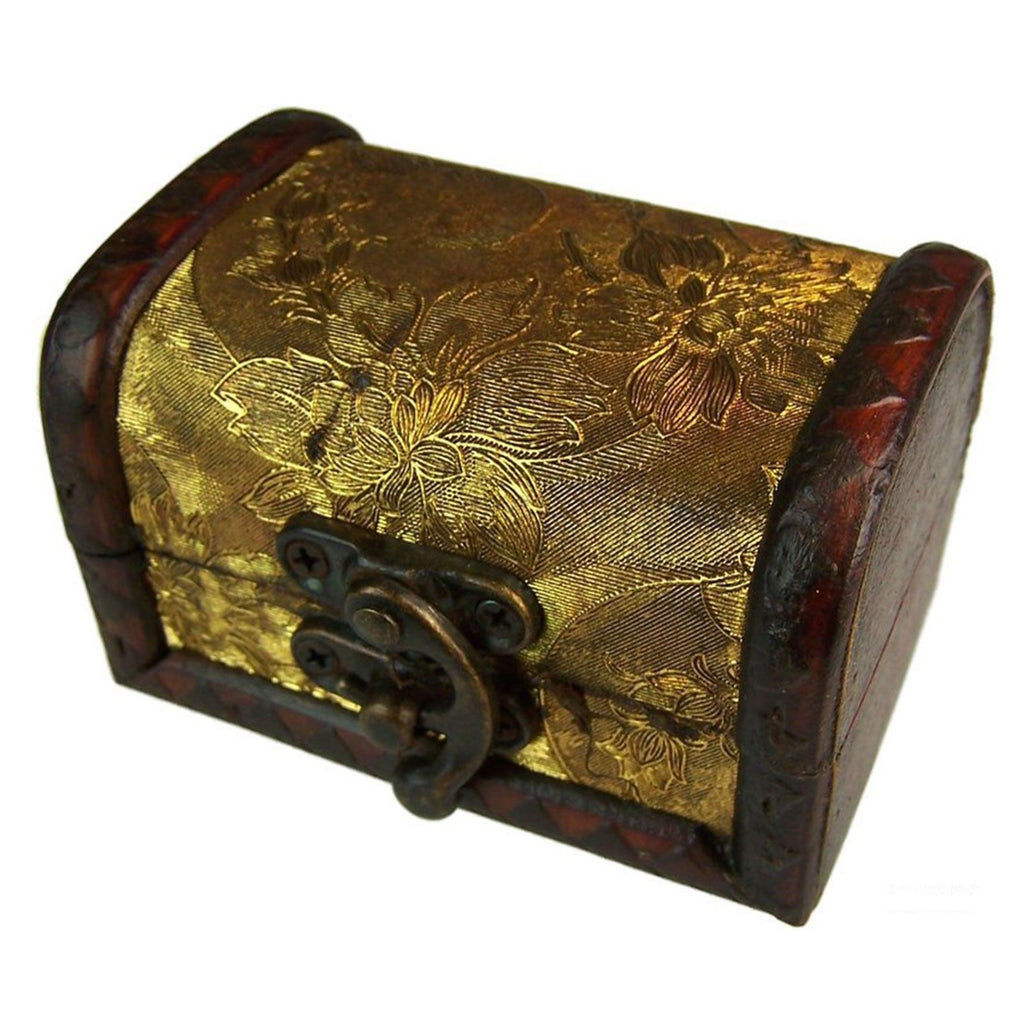 Handcrafted Colonial Style Trinklet Box - Gold Colour Panel 5.5x6x9cm