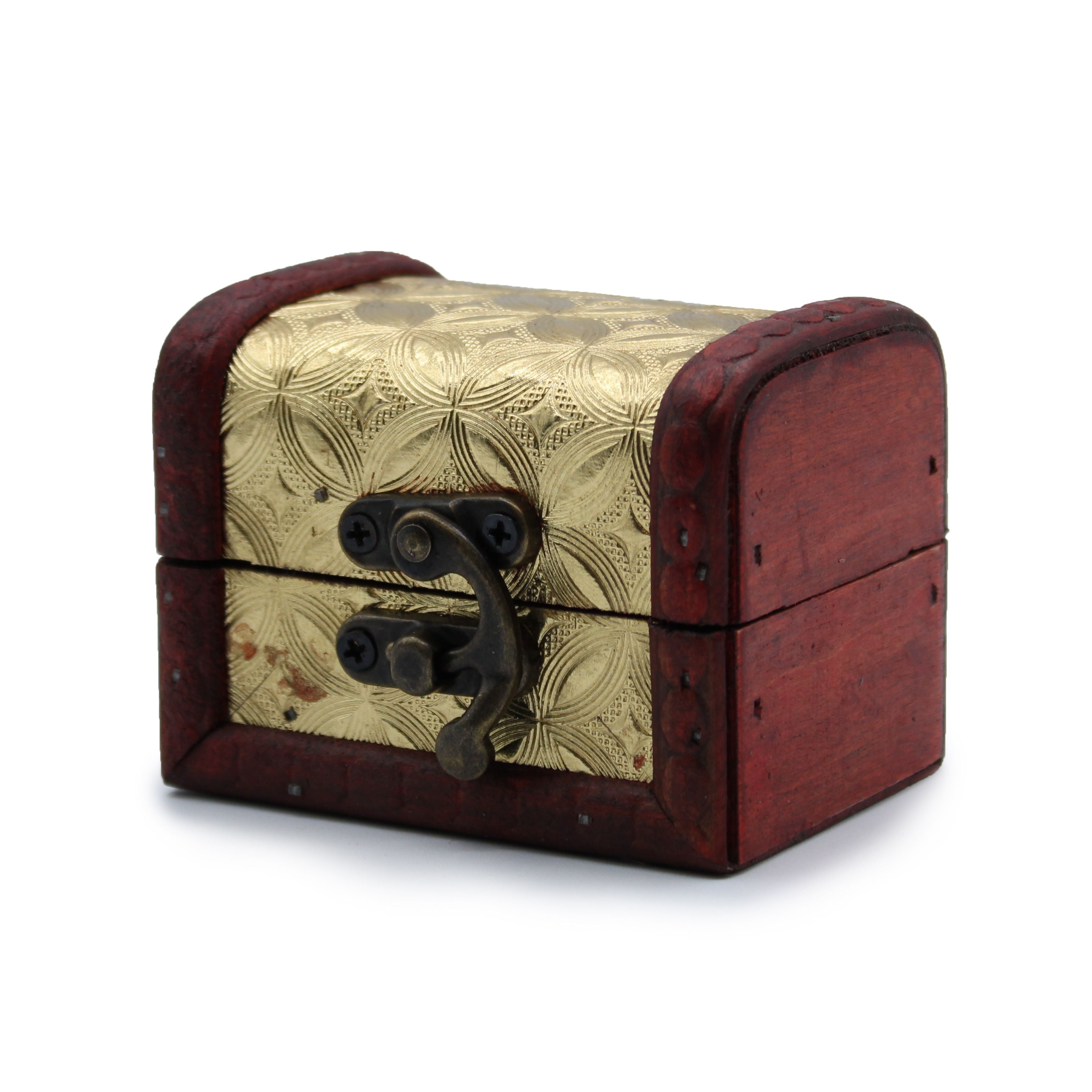 Handcrafted Colonial Style Trinklet Box - Gold Colour Panel 8x5.5x6cm