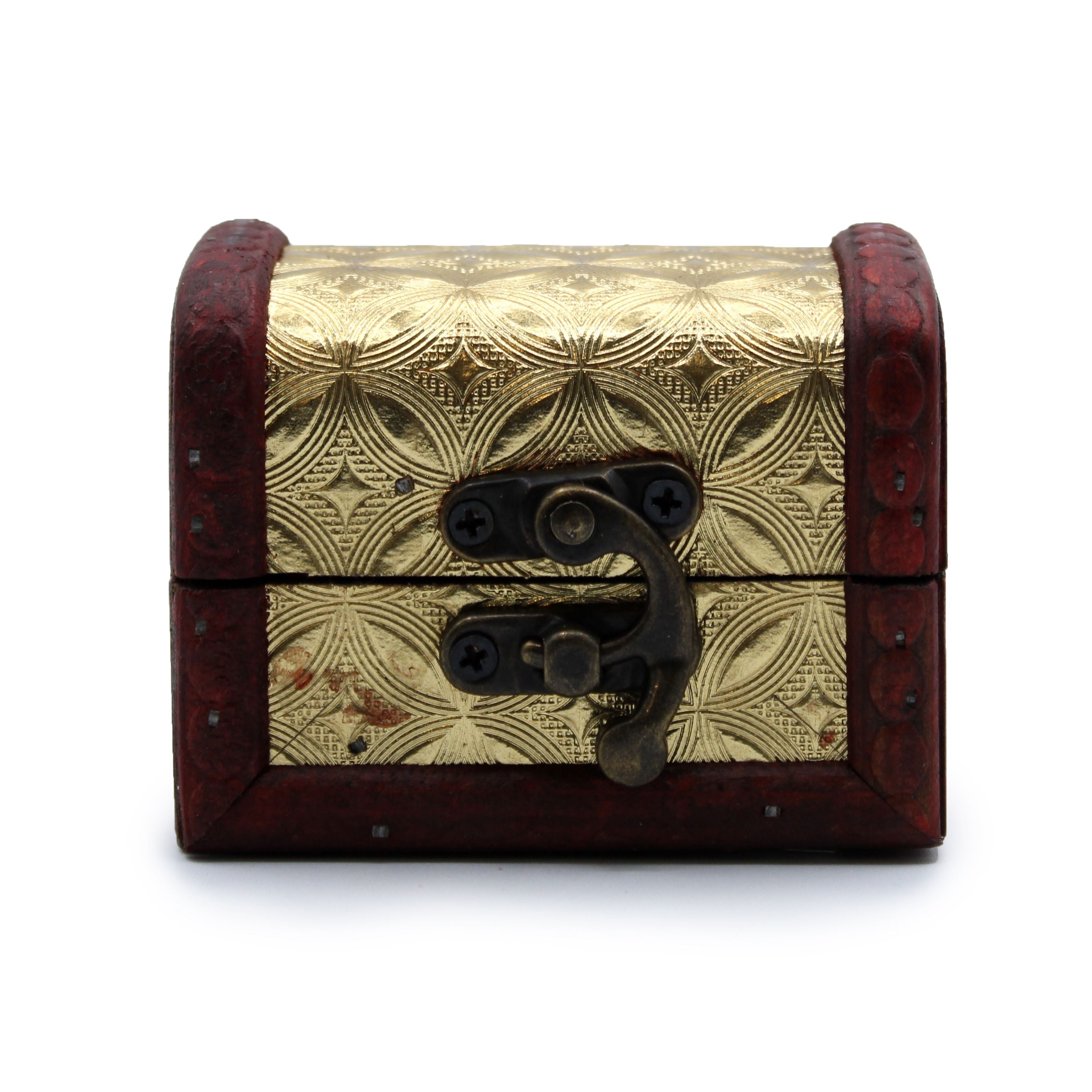 Handcrafted Colonial Style Trinklet Box - Gold Colour Panel 8x5.5x6cm