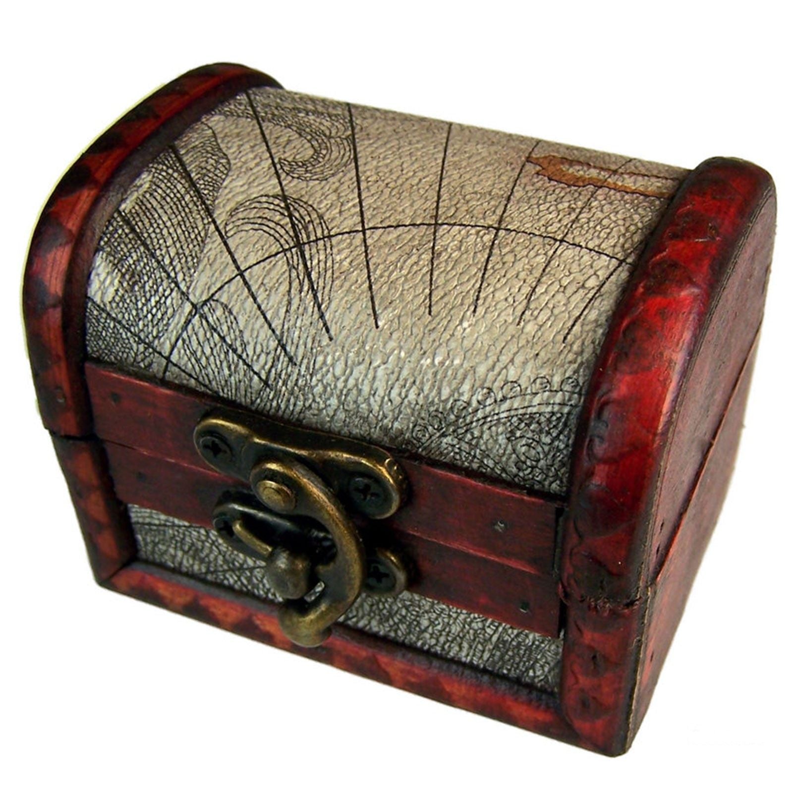 Handcrafted Colonial Style Trinklet Box - Atlas Design 8.5x6.5x7cm
