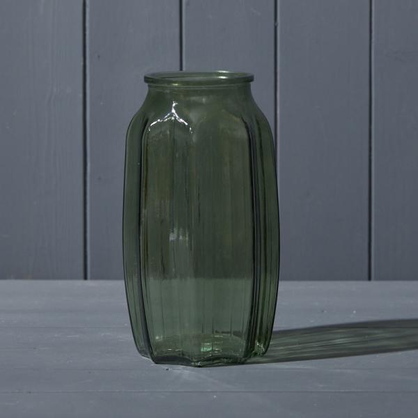 Vintage Green Glass Vase D12 x H22cm