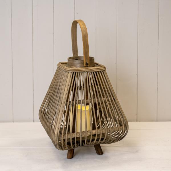 Small Bamboo Lantern with LED Candle H31  D25cm