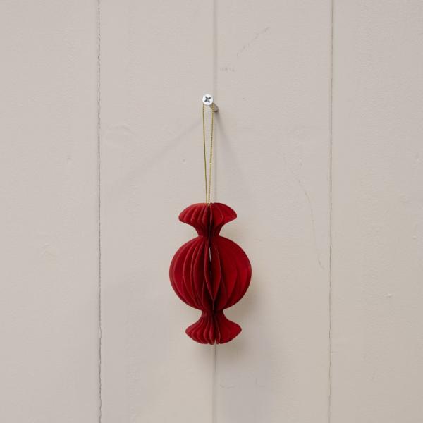 Set of 3 Deep Red Candy Baubles