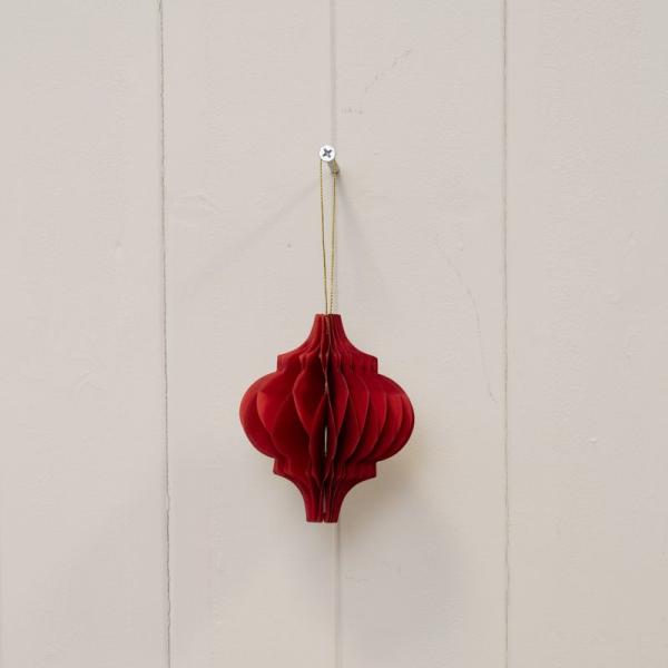Set of 3 Deep Red Spinning Top Baubles