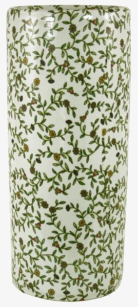 Umbrella Stand  Vintage Green & White Floral Design