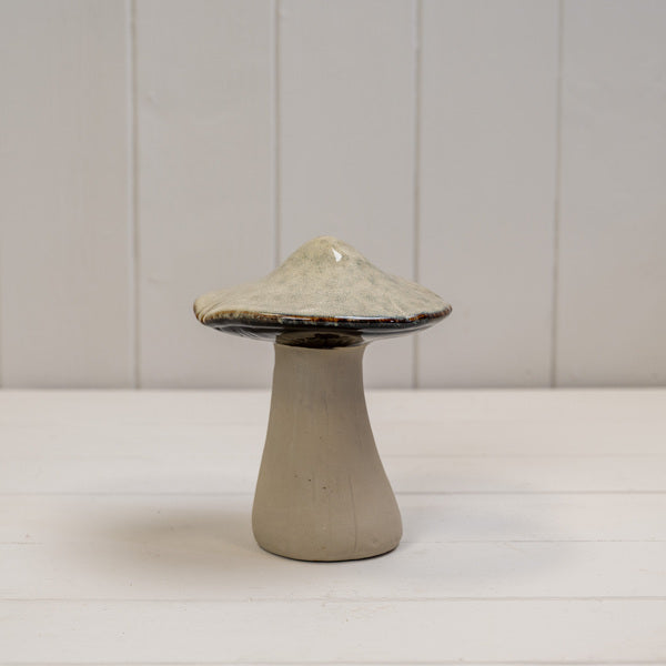 Beige Mottle Ceramic Mushroom Decoration L12xD12xH15cm  Weight-426g