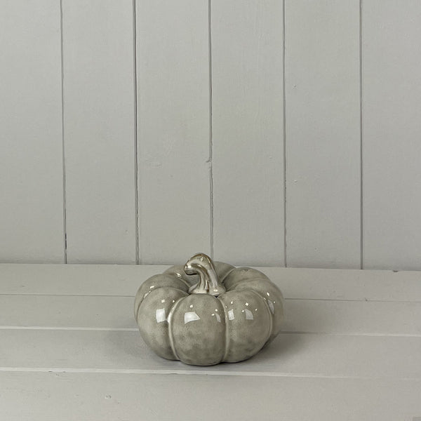 Beige Mottle Ceramic Pumpkin Decoration L14xD14xH8cm  Weight-447g