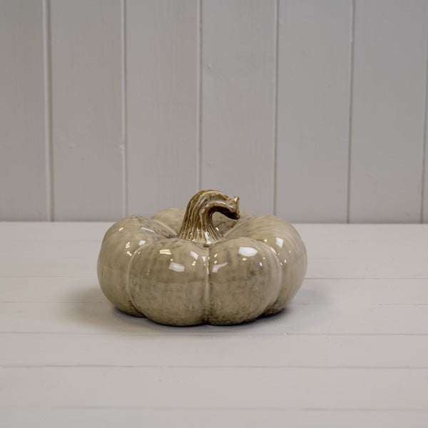 Beige Mottle Ceramic Pumpkin Decoration L18xD18xH10.5cm  Weight-729g