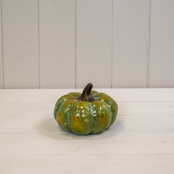 Medium Green Ceramic Vintage Style Pumpkin
