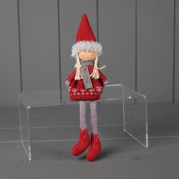 Fabric Doll in Red Jumper and Red Hat 15cm