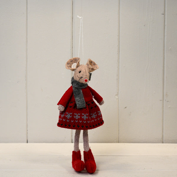 Fabric Mouse in Red Dress (15cm)