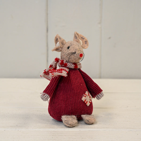 Fabric Mouse in Red Jumper and Scarf (9cm)