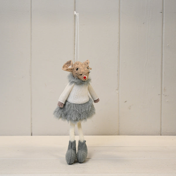 Grey Hanging Fabric Mouse with Skirt (15cm)