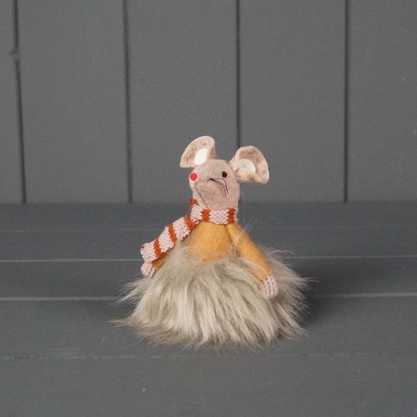 Light Orange Fabric Mouse with Furry Skirt