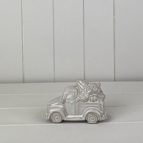 Glazed Ceramic Car Carrying Pumpkins Ornament with Textured Detail L13.4xD6.4xH9.5cm  Weight-235g