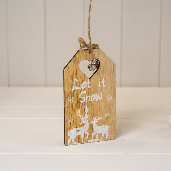 Set of Two Hanging Wooden Christmas Signs H15 X L 8.5 cm