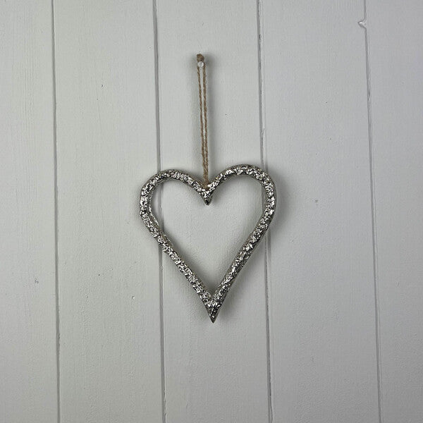 Silver Metal Heart 12cm