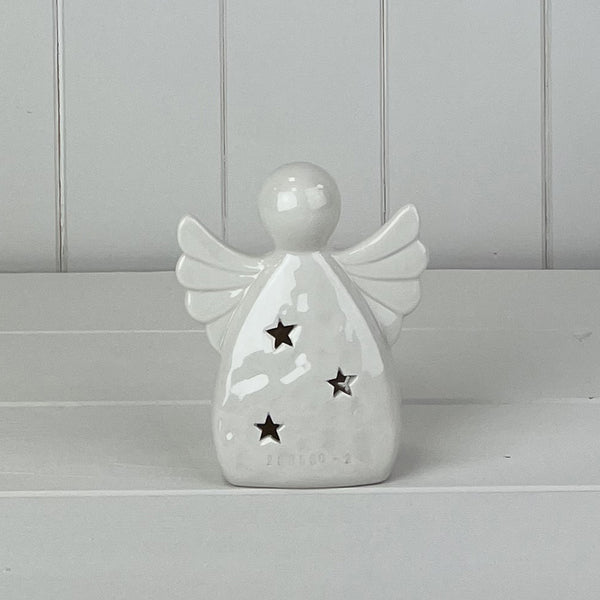 White Ceramic Angel Ornament with LED L10xD5.2xH11.7cm  Weight-243g