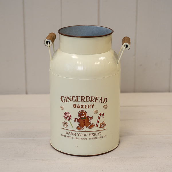 Cream 'Gingerbread Bakery' Urn with Wooden Handles