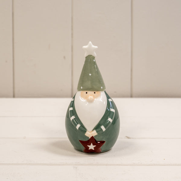 Dark Green/White Ceramic Gonk Decoration L6.2xD6.2xH12cm  Weight-106g