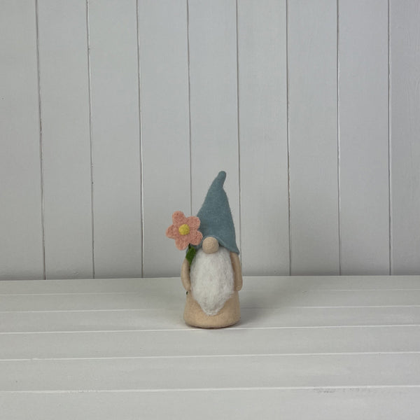 Gonk Holding a Flower with Blue Hat 12x9x20cm  Weight-41g