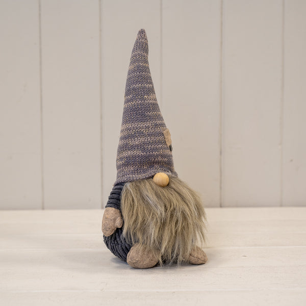 Large Grey Fabric Gonk with Knitted Hat