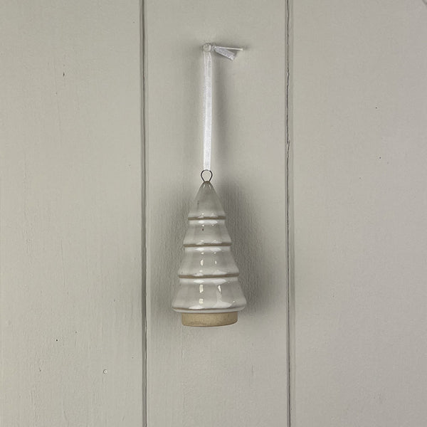 Glazed Ceramic Hanging Tree Decoration with Rextured Detail L4.2xD4.2xH8.7cm  Weight-51g