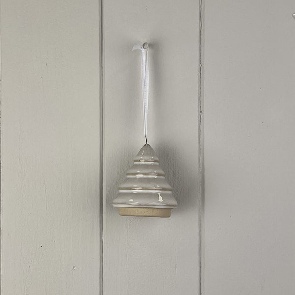 Glazed Ceramic Hanging Tree Decoration with Texturd Detail L5.5xD5.5xH6.8cm  Weight-53g