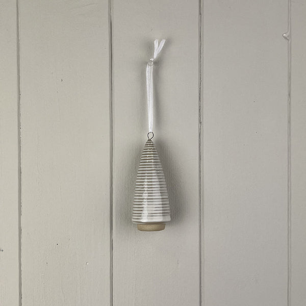 Glazed Ceramic Hanging Tree Decoration with Textured Detail L3.5xD3xH5.9cm  Weight-42g