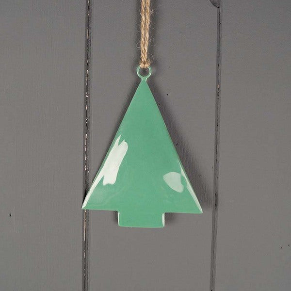 Hanging Green Enamelled Tree L8xH10cm