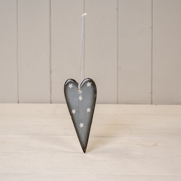 Hanging heart grey 13cm
