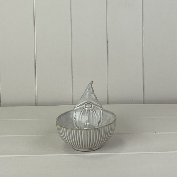 Glazed Gonk Ceramic Bowl with Textured Detail L12.8xD11.1xH10cm  Weight-283g