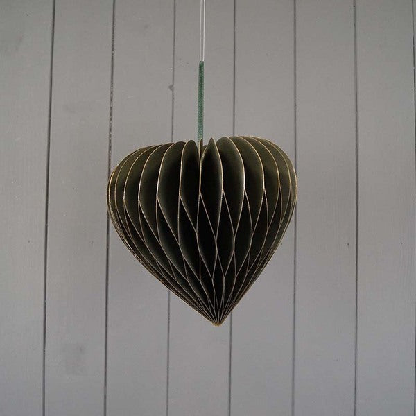 Hanging Handmade Green  Heart  Paper Decoration 20cm