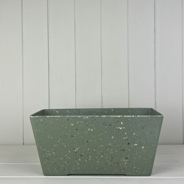 Earthy Sage Bamboo Terrazzo Windowsill Planter 29.5cm 13cm H14cm  Weight-1540g