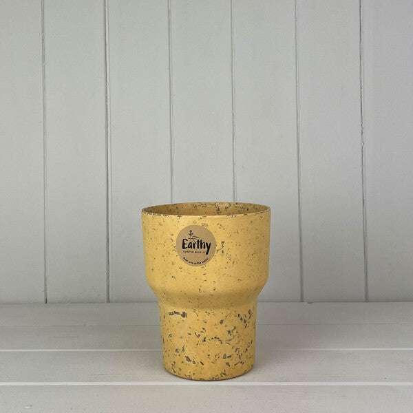 Earthy Yellow Coffee Husk Minimalist Orchid Pot (13cm) H15.3cm D13cm  Weight-1540g