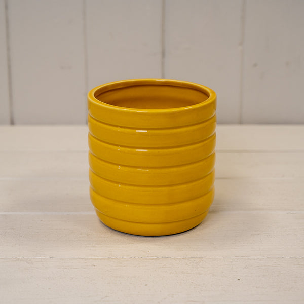 Mustard Beehive Ceramic  Pot  H10.7cm x D10cm
