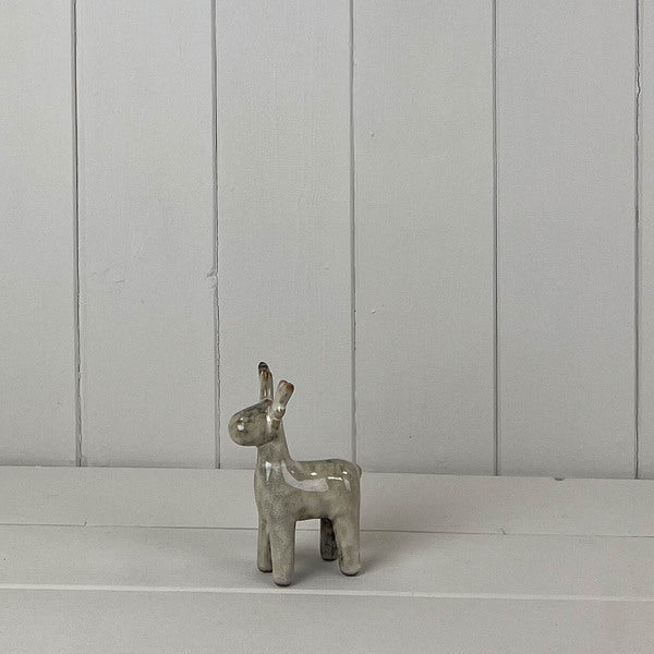 Beige Mottle Ceramic Reindeer Decoration L7.5xD4xH11cm  Weight-80g