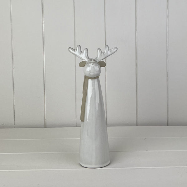 Glazed Ceramic Tall Reindeer Ornament with Texture Detail L10.8xD6.2xH25.3cm  Weight-388g