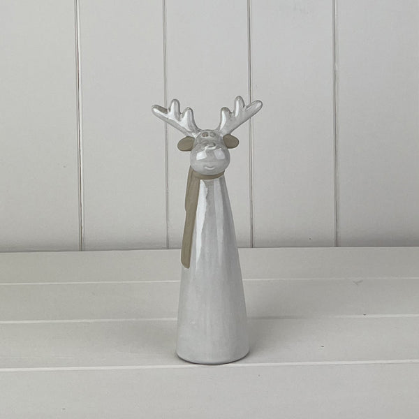 Glazed Ceramic Tall Riendeer Ornament with Textured Detail L8.6xD5.1xH19cm  Weight-237g