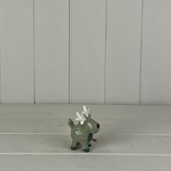 Light Green/White Ceramic Hanging Reindeer Decoration L6.2xD4xH7.7cm  Weight-50g
