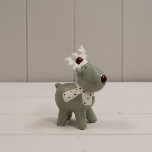 Light Green/White Ceramic Reindeer Decoration L7.5xD4.7xH10.1cm  Weight-105g