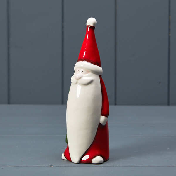 Ceramic Santa holding tree 6.5x6x17.5cm