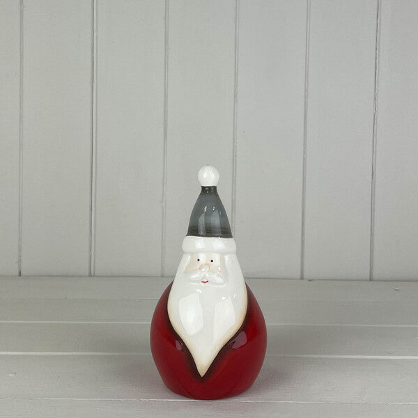 Large Ceramic Santa with Red Body Grey Hat D9.1x8.9cm H17.5cm