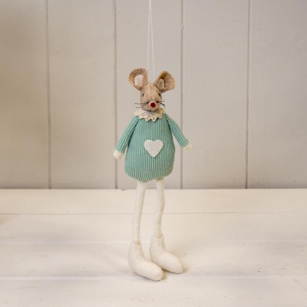 Green Fabric Sitting / Hanging Mouse
