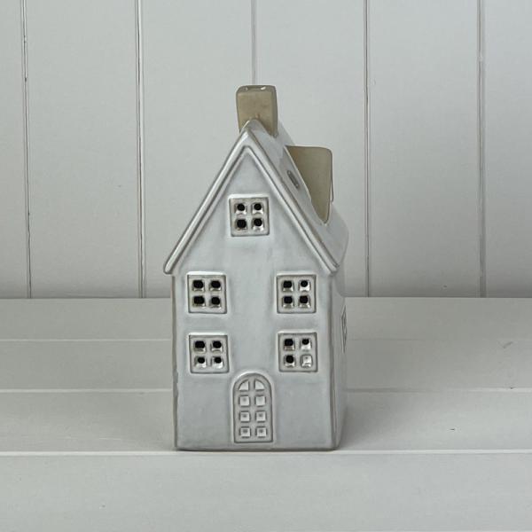 Glazed Ceramic House Ornament with Textured Detail and LED L10xD8xH19.5cm  Weight-578g