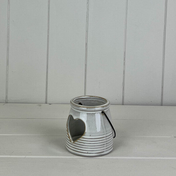 Ceramic Tealight Holder with Heart Cut Out L8xW7.8xW7.8cm Weight-234g