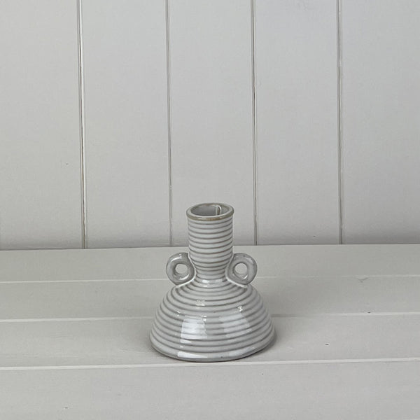 Glazed Ceramic Candle Holder with Textured Detail L9.8xD9.8xH10cm  Weight-248g